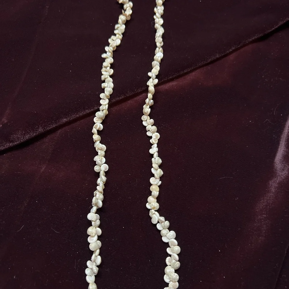 Vintage Puka Shell Necklace | Natural Seashell Twist Rope Lei | Boho Beach